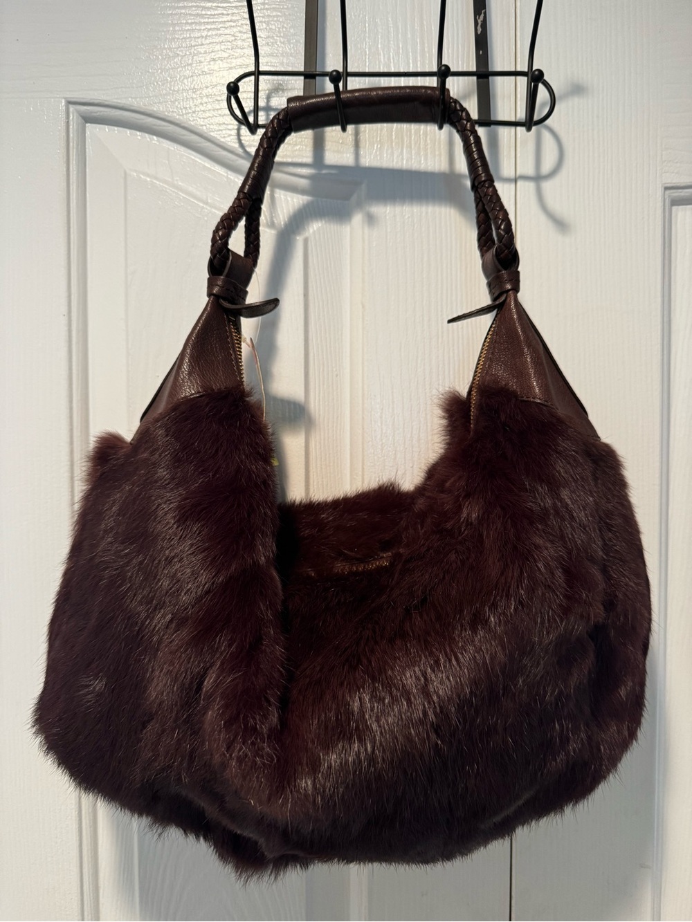 Sigurd Olsen Genuine Rabbit Fur Leather Hobo